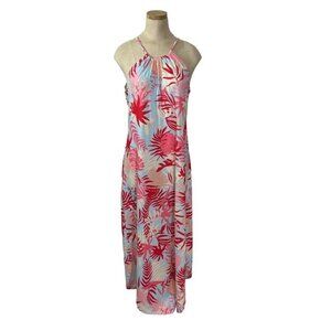 For G and PL dress women's M blue pink tropical Hawaiian print summer casual